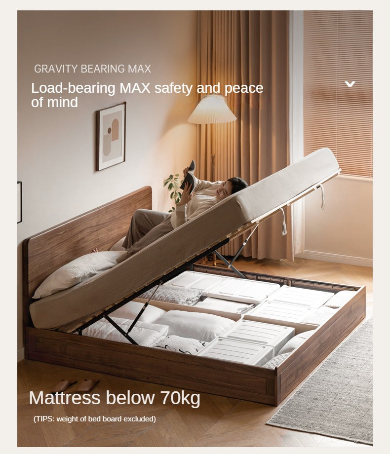 Black Walnut, Oak Solid Wood Bed Box Modern
