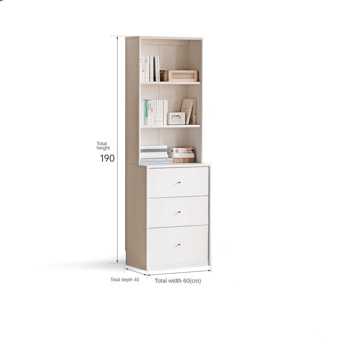 Solid RubberWood Bookcase Cream White Free Combination Glass Door Display Cabinet