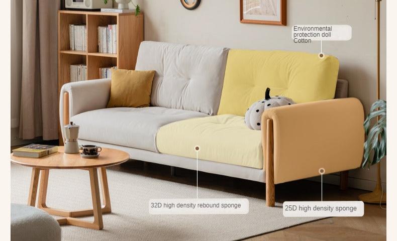 Oak Solid Wood Cream Style Cat Scratching Cloth Sofa,