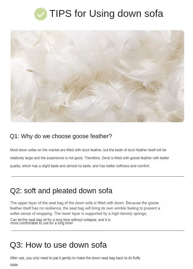 Oak Solid Wood Down Fabric Sofa.