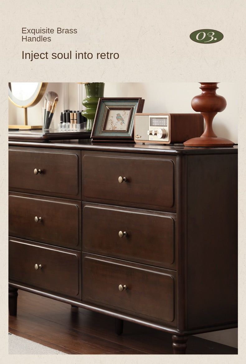 Black Walnut, Poplar Solid Wood American Retro Retractable Dressing Table.