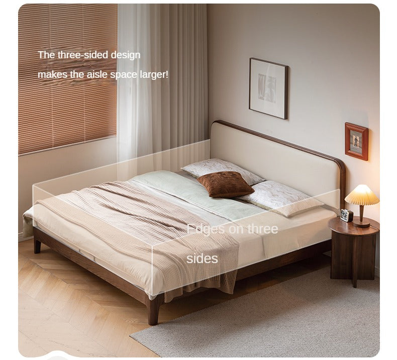 Rubber wood, Oak Solid Wood Bed Technology Fabric