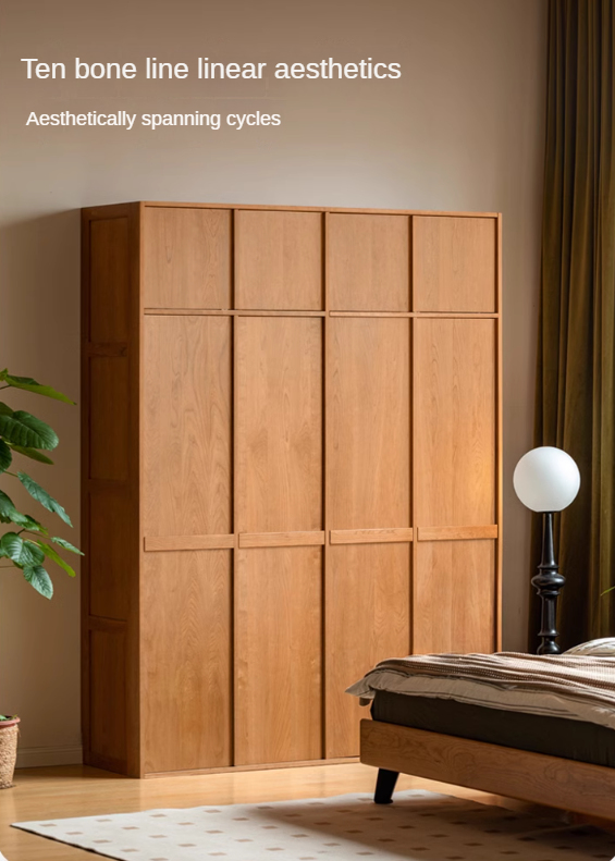 Cherry Solid Wood Middle Ages Skeleton Line Large Wardrobe.