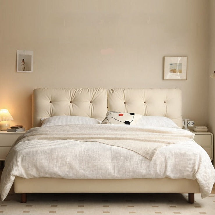 Organic Leather Art Bed Cream Cloud Soft