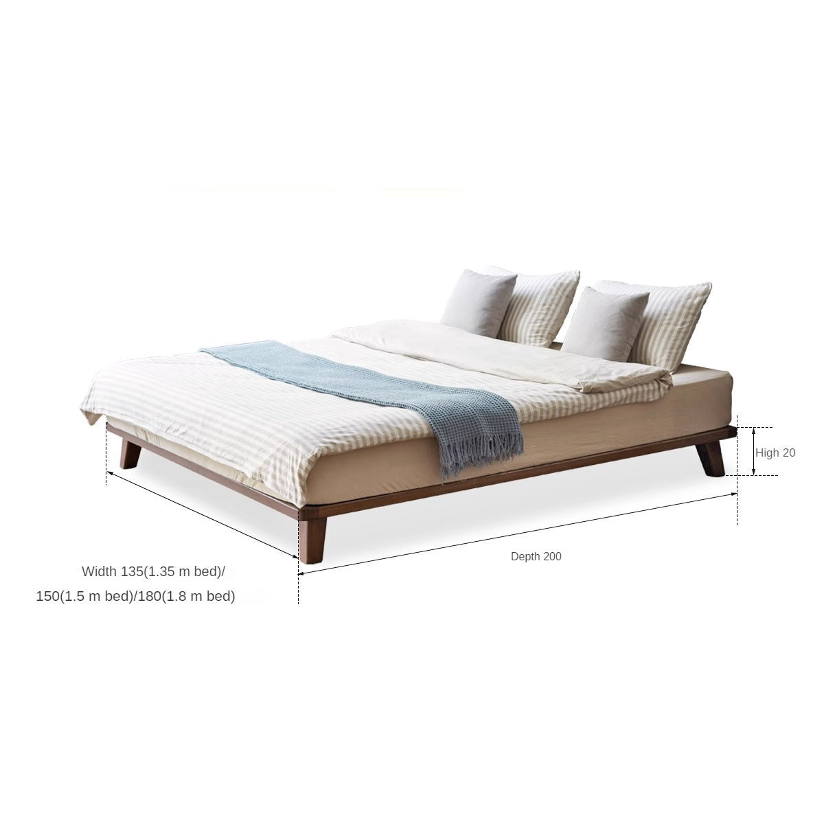 Oak solid wood tatami bed no headboard"