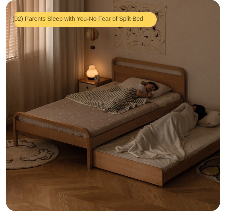 Oak, Beech solid wood floor bed with pulley toddler bed<