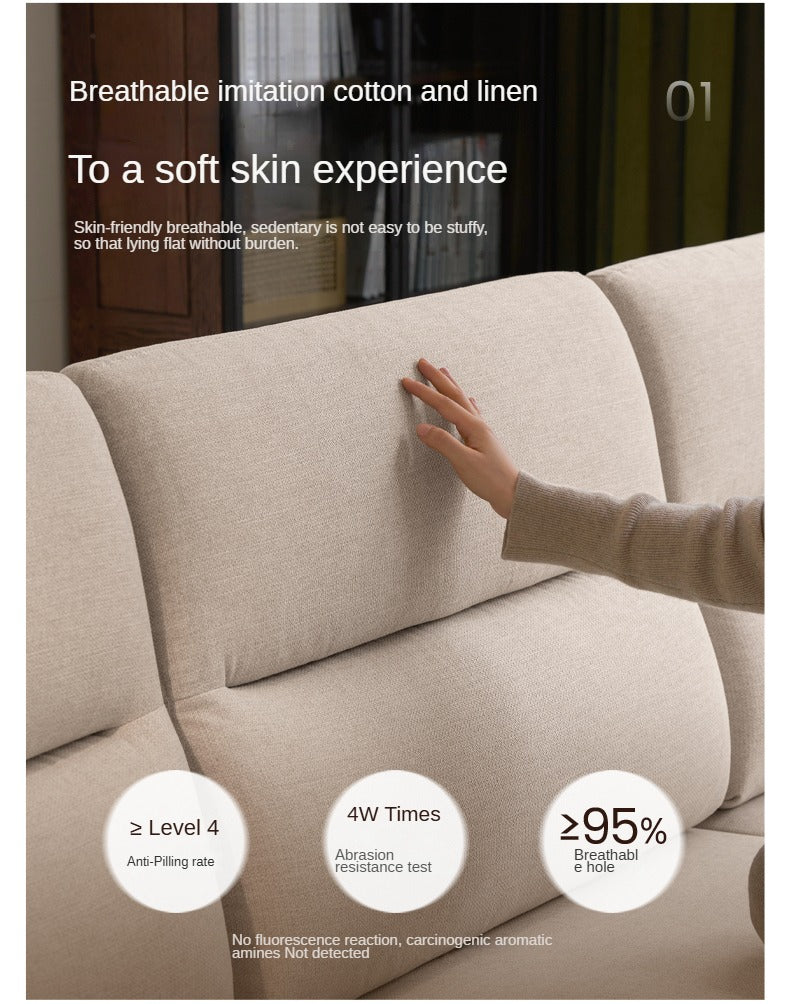 Oak Solid Wood High Back Fabric Corner Sofa Modern.
