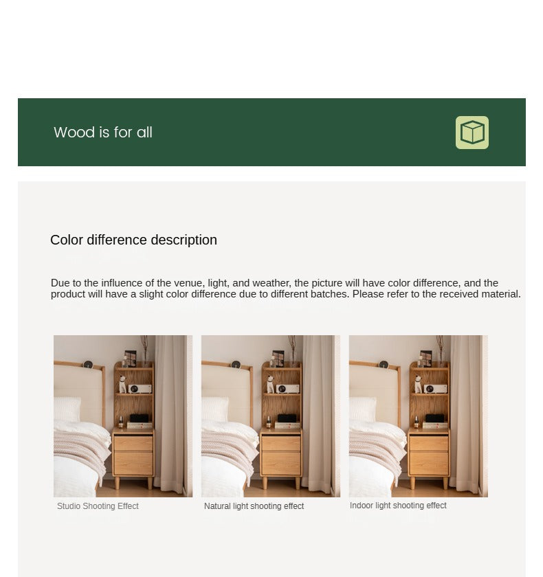 Oak Solid Wood Modern Nightstand.