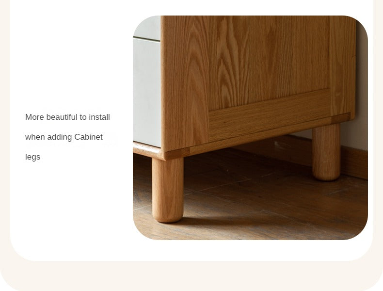 Oak Solid Wood Children's Wardrobe Combination Storage Cabinet