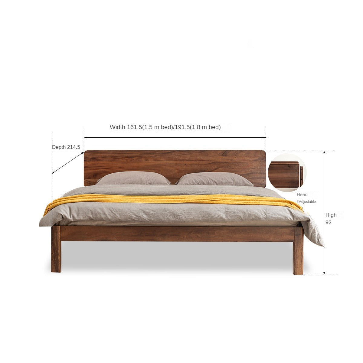 Teak Solid Wood, Black Walnut Solid Wood Bed