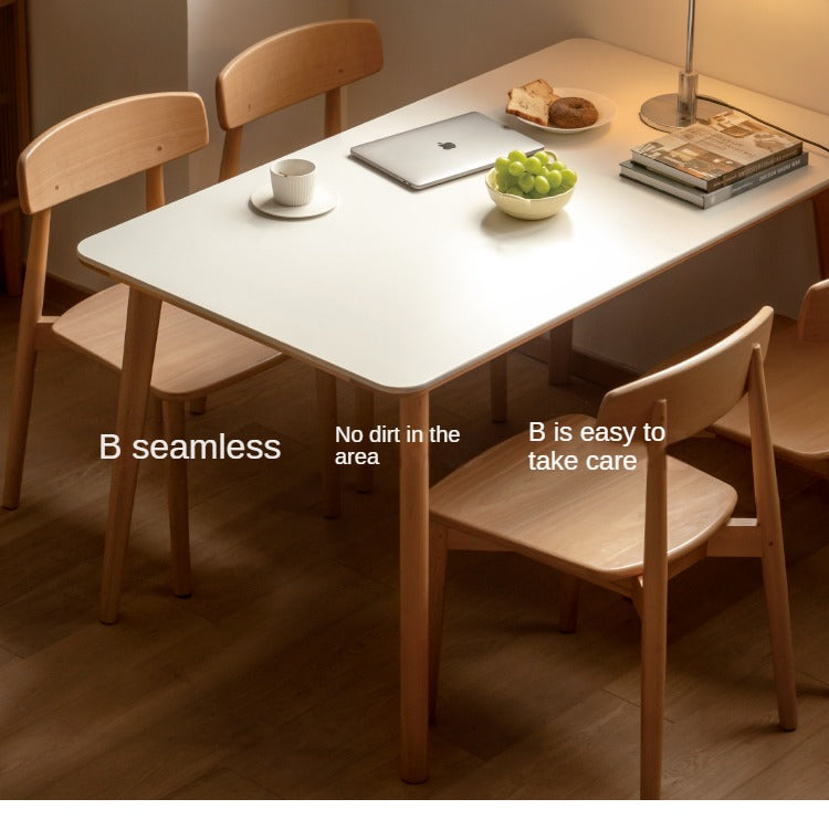 Beech Solid Wood Dining Table With Rock Slab Surface