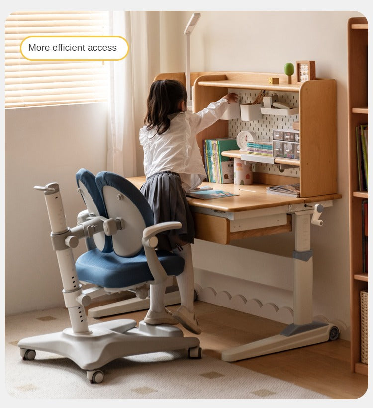 Beech Solid Wood Kids Raised and Lowered Study Table