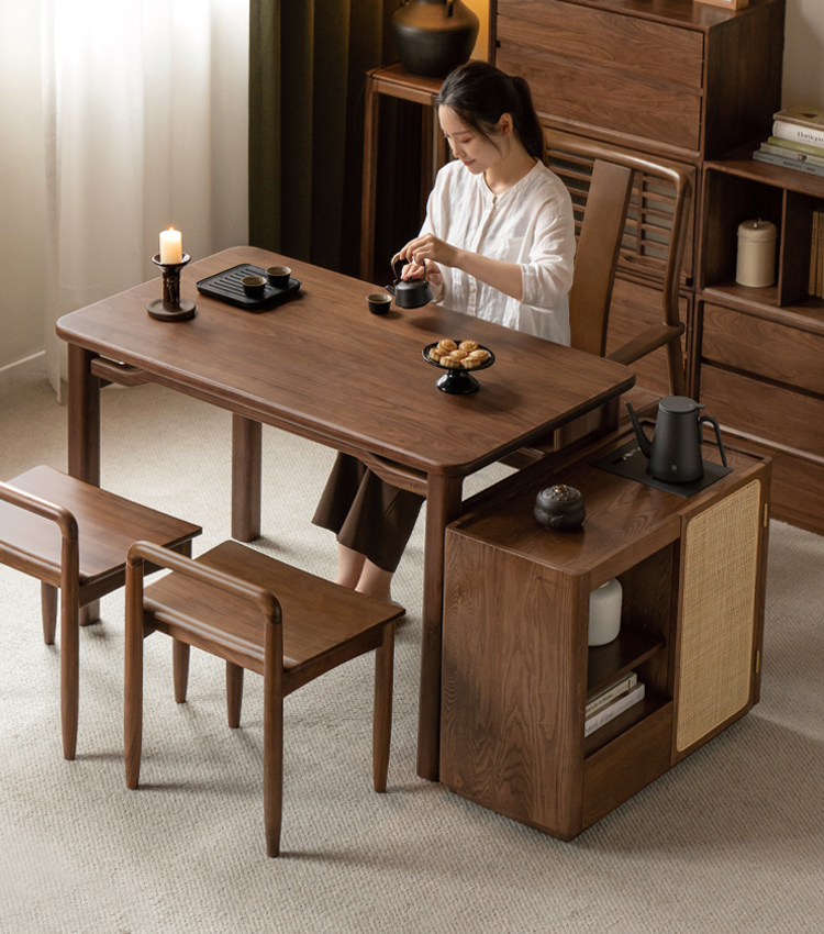 Black Walnut, Ash Solid Wood Style Tea Table.