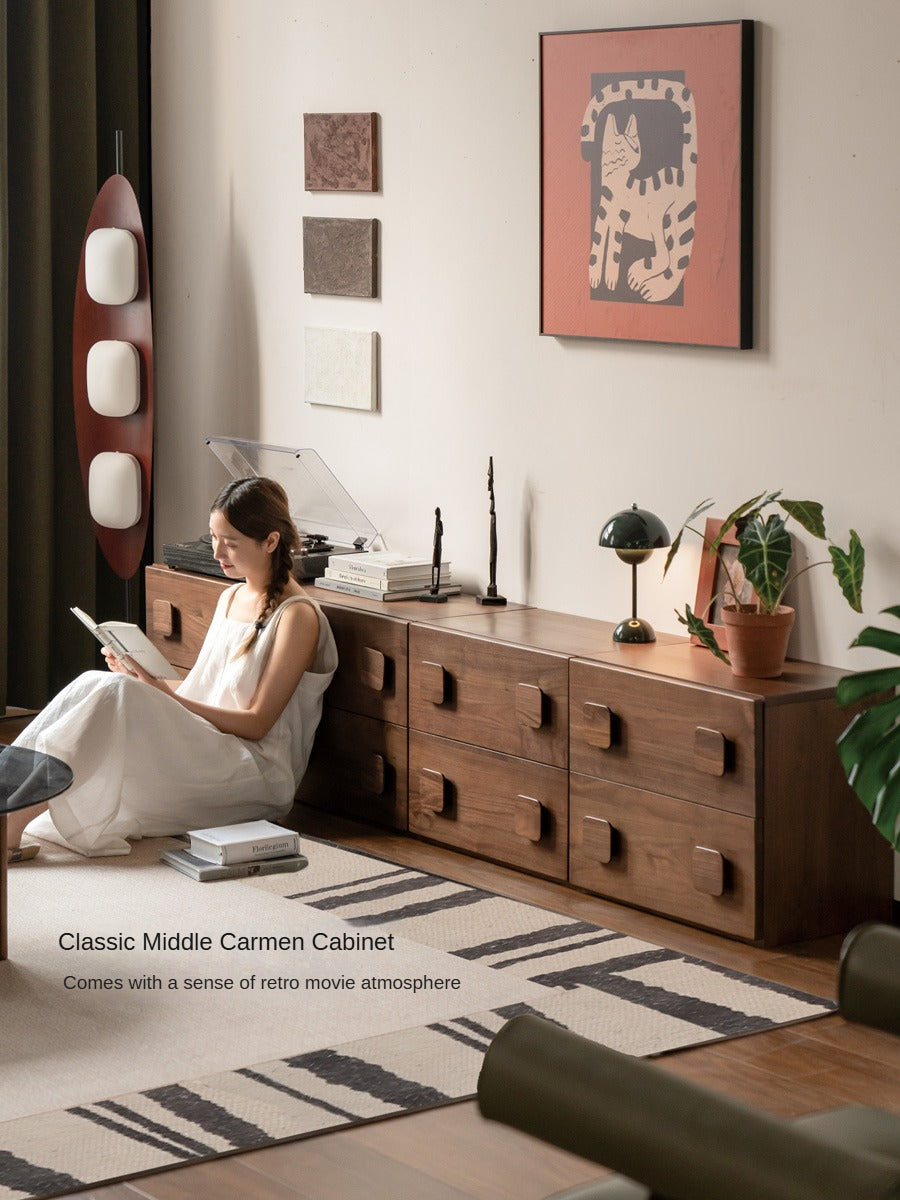Black Walnut, Oak Solid Wood TV Cabinet Module Combination.