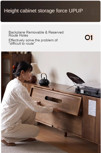 Oak Solid Wood Storage Floor TV Cabinet.