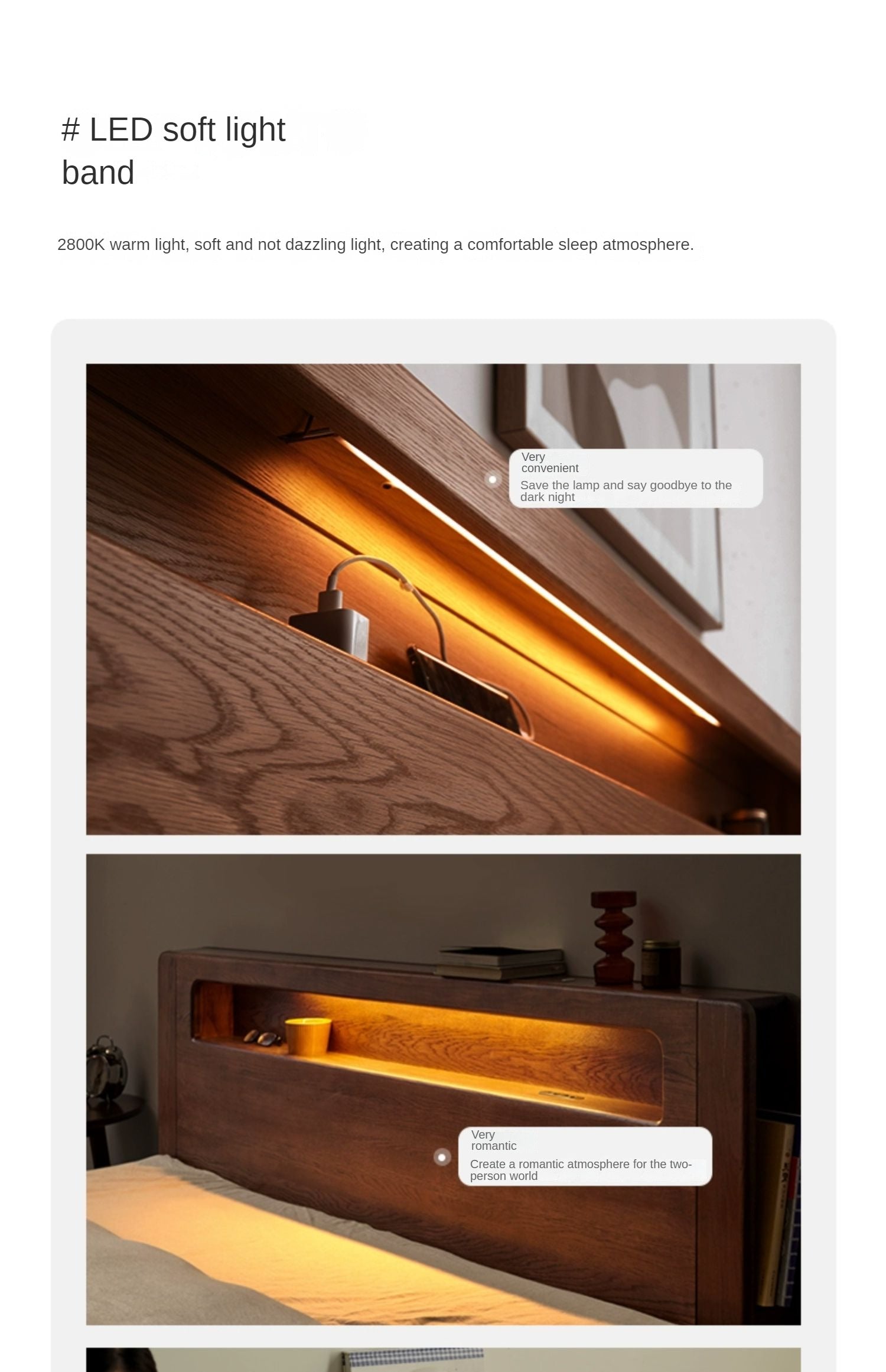 Oak solid wood bed with light walnut-color
