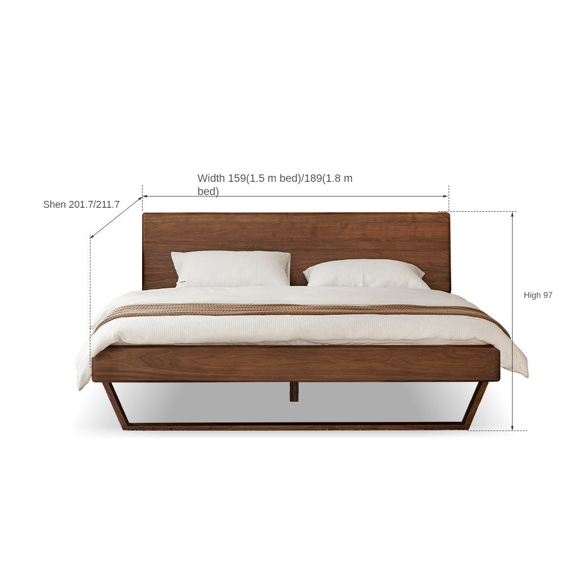 Oak, Black Walnut, Teak Solid Wood Suspended Bed