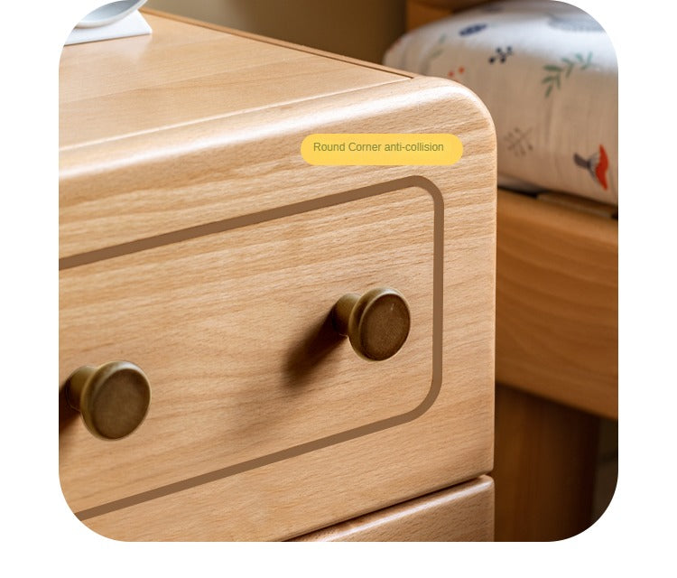 Oak Solid Wood Children's Cartoon Robot Nightstand