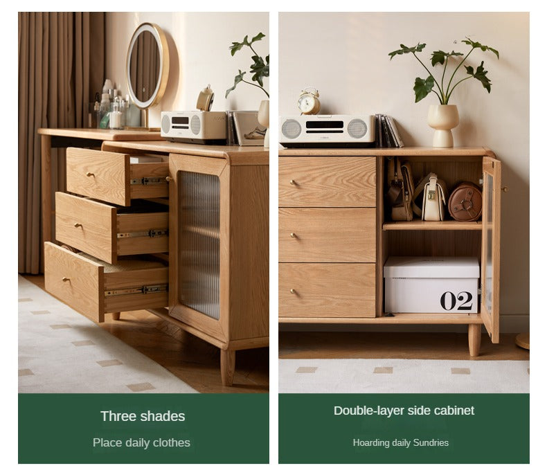 Oak Solid Wood Retractable Dressing Table.