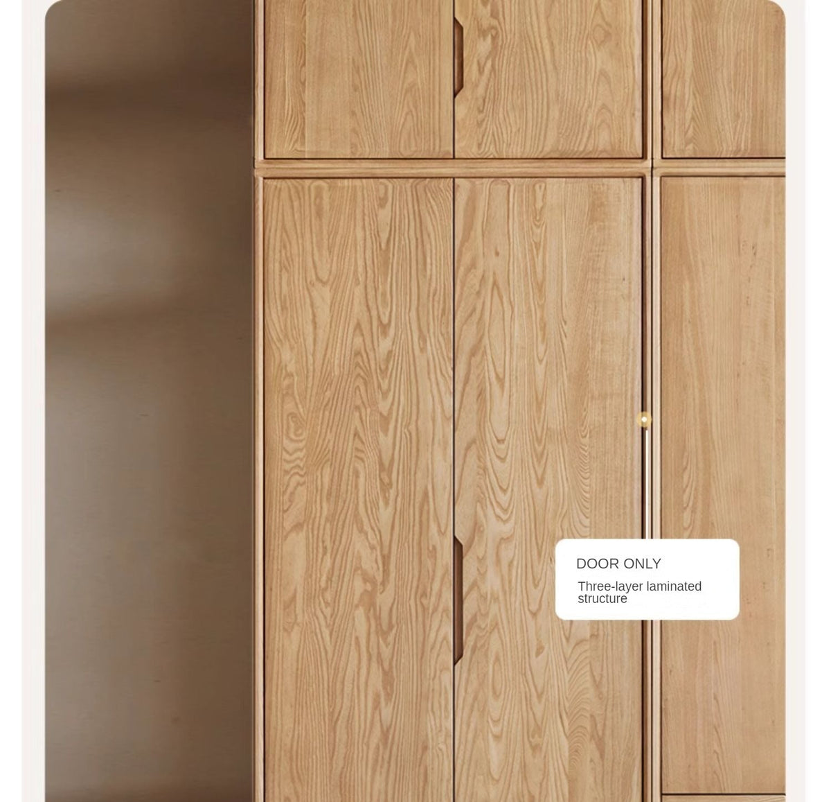 Ash Solid Wood Modular Wardrobe Closet System with Vertical Groove Pulls