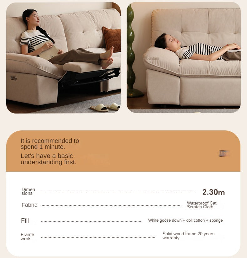 Fabric Sofa Italian Minimalist White Cloud Sofa.