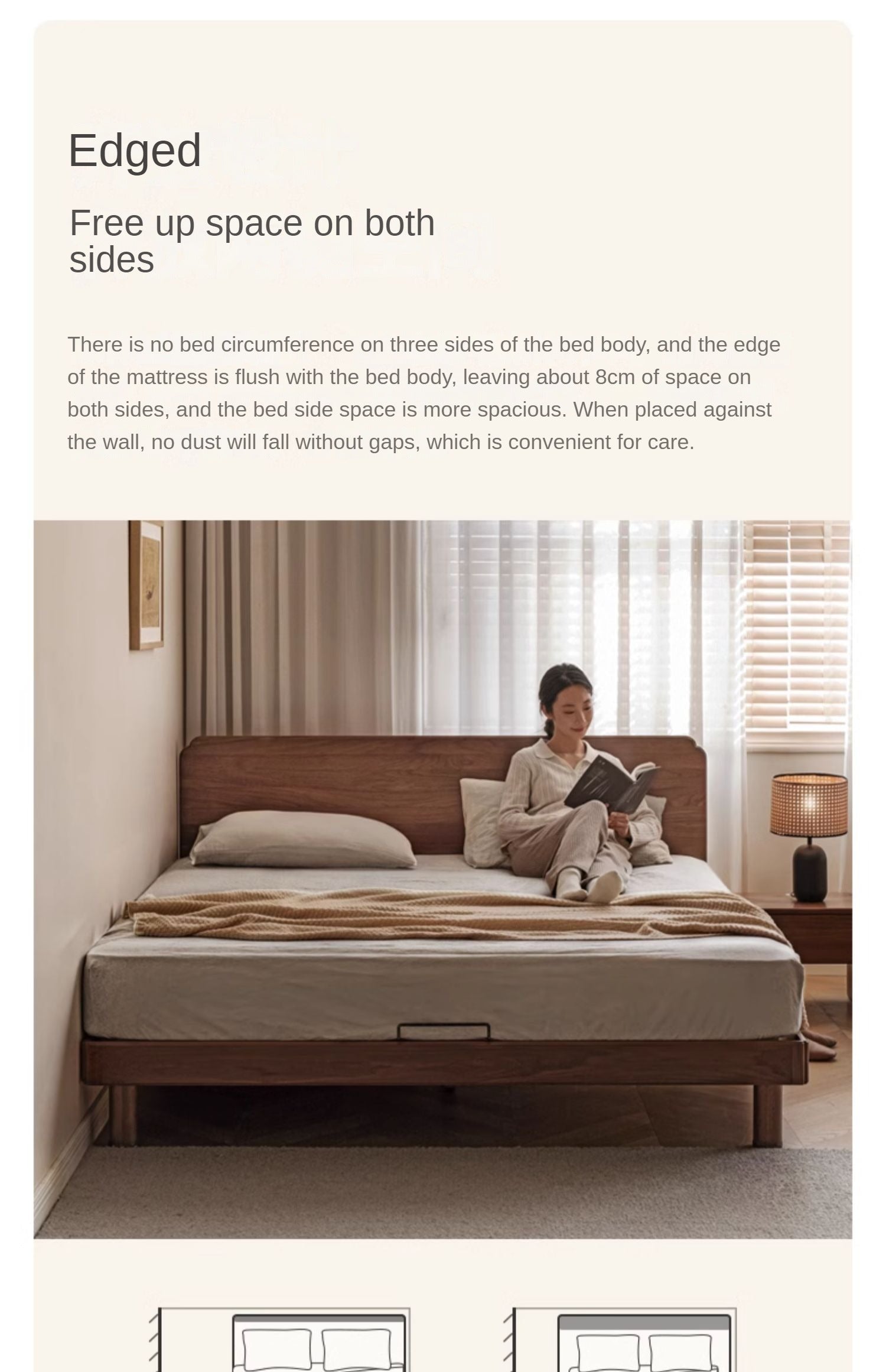 Oak, North American black walnut solid wood bed