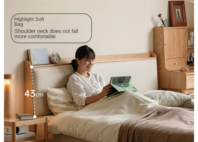 Oak Solid Wood Technology Cloth Modern and Simple Bed