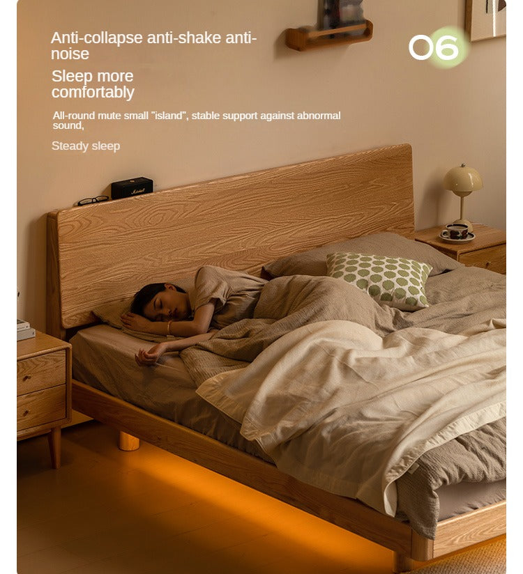 Oak Solid Wood Modern Suspension Bed