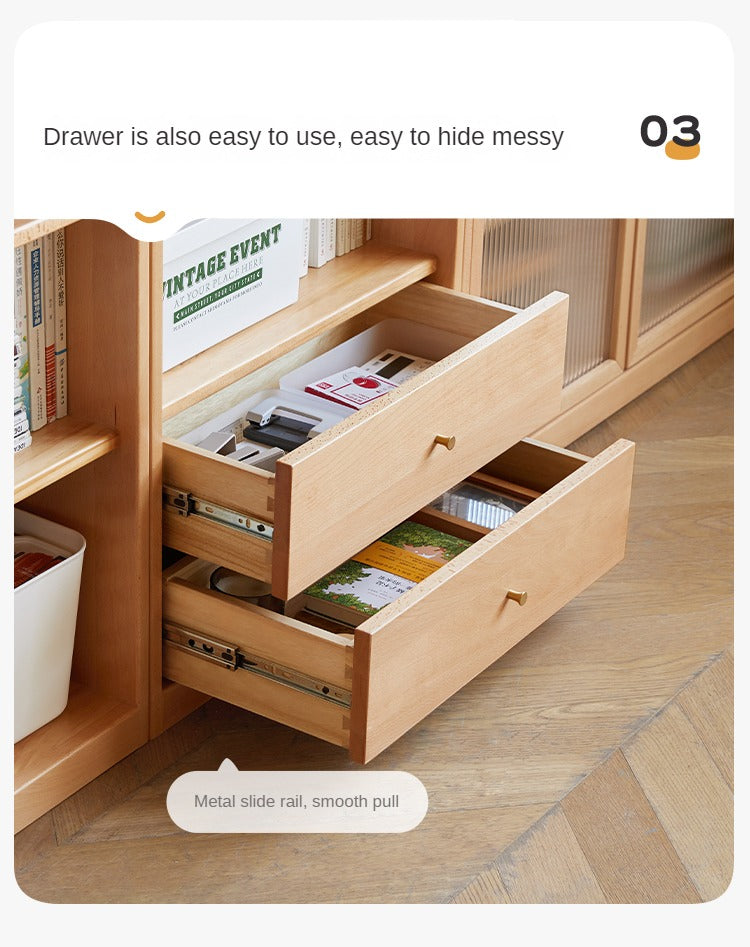 Beech European Solid Wood Bookcase Combination Cabinet