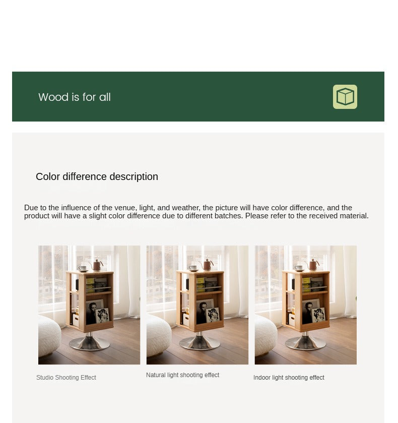 Oak Solid Wood Rotating Side Cabinet.