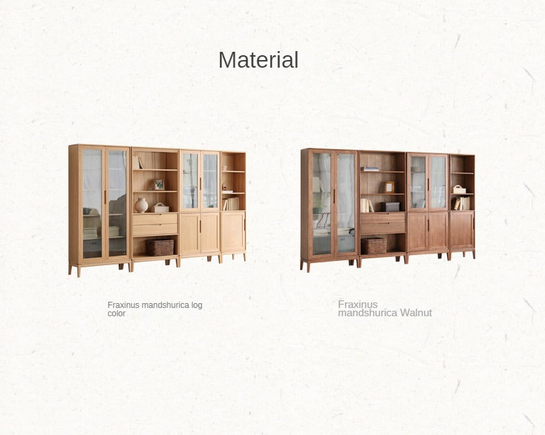 Ash Solid Wood Floor-Standing Bookcase Whole Wall Free Combination Bookshelf