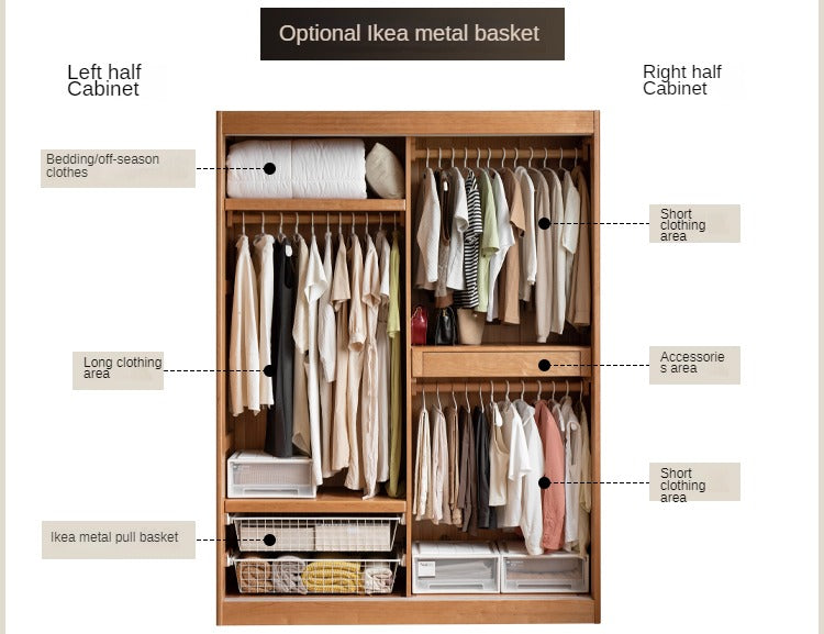 Cherry Wood Retro Wardrobe Sliding Door.