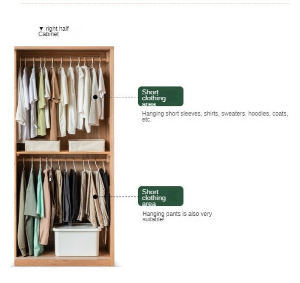 Oak, Pine Solid Wood Sliding Door Wardrobe.