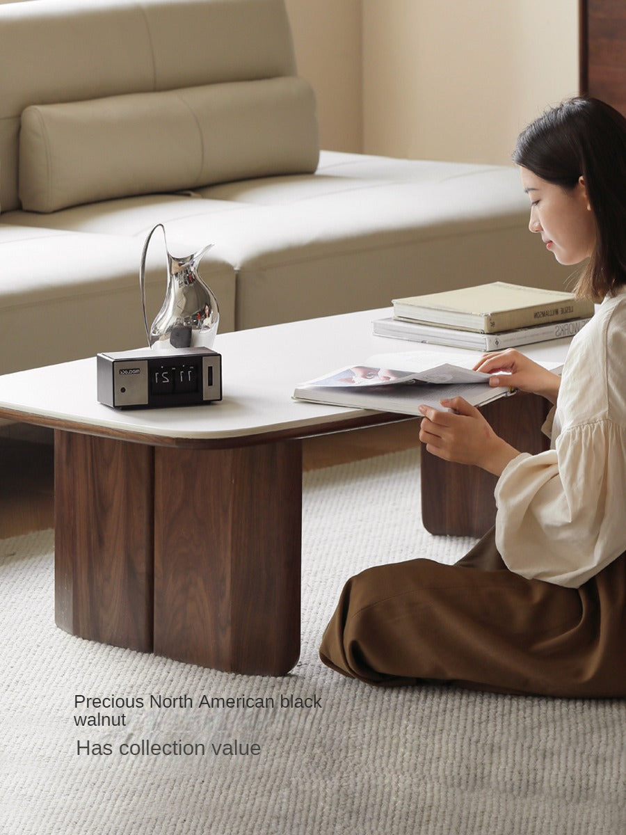 Rubber, Oak, Black Walnut, Сherry Solid Wood Rock Plate Coffee Table