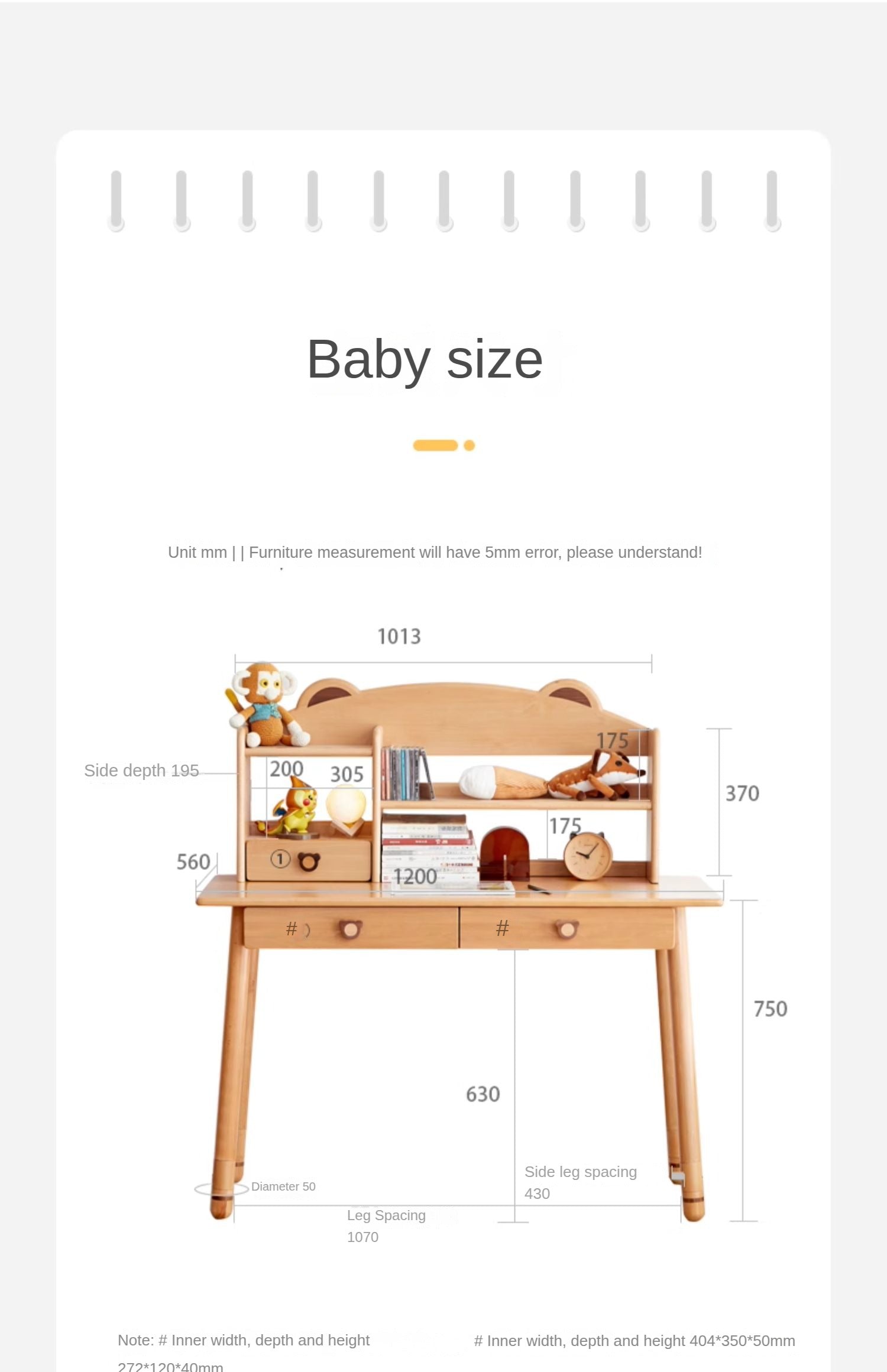 Beech, Oak Solid Wood Children's Study Table