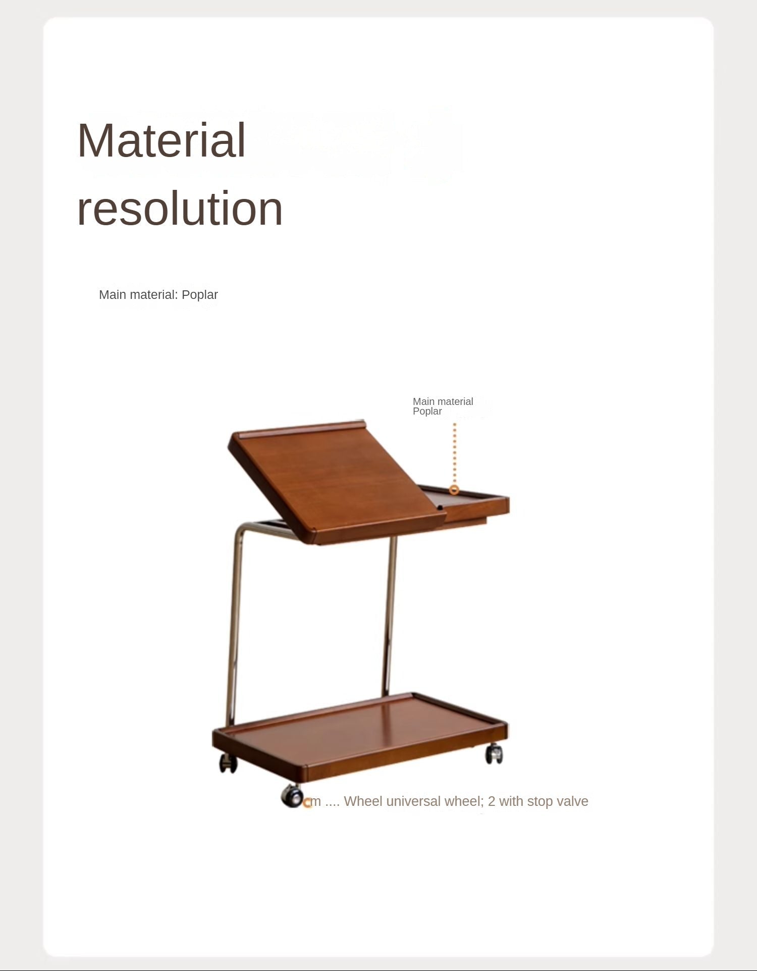 Poplar, Cherry, Black Walnut Solid Wood Mobile Side Table