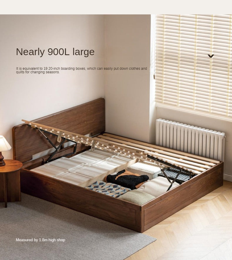 North American black walnut solid wood light luxury box bed