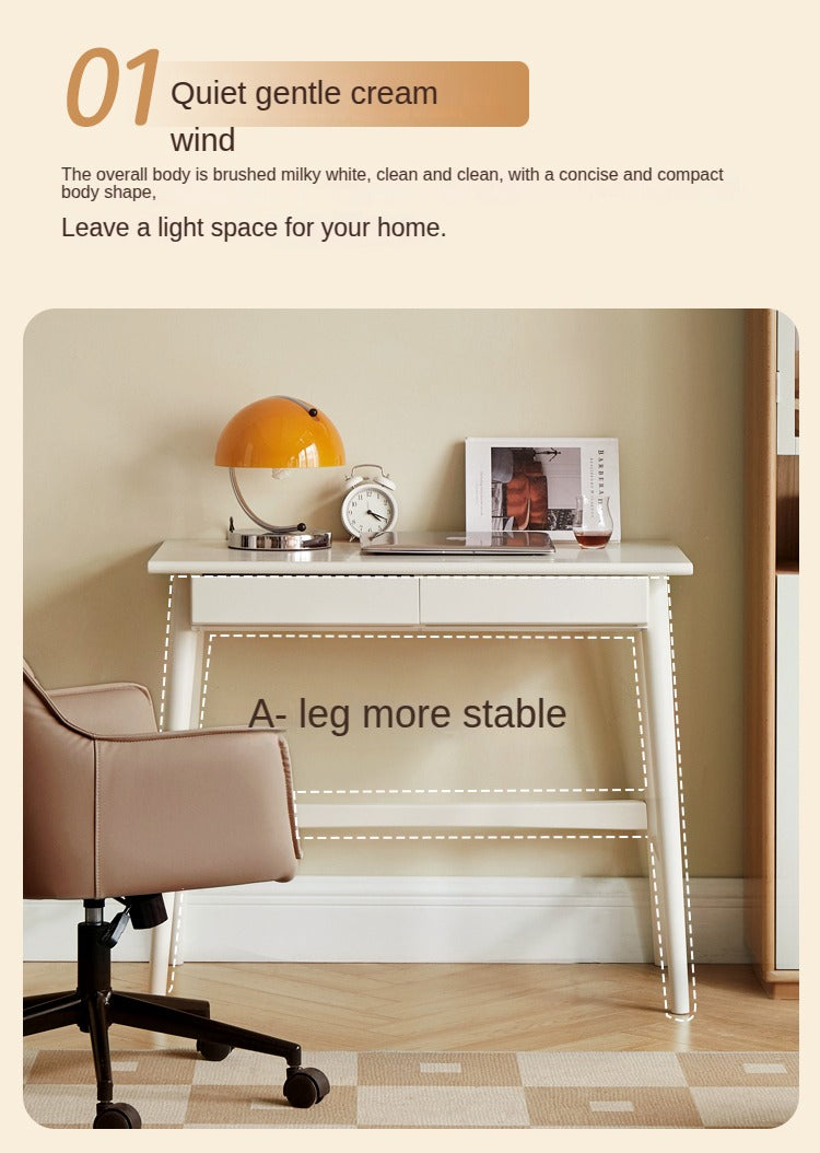Rubberwood Solid Wood Modern Cream Style Study Desk