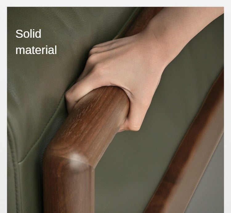 Black Walnut Solid Wood Leather Sofa Modern,