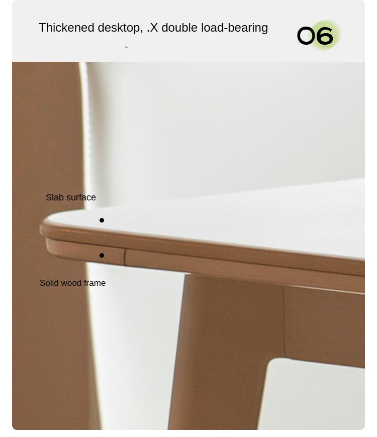 Solid Rubberwood Ectangular Rock Plate Dining Table