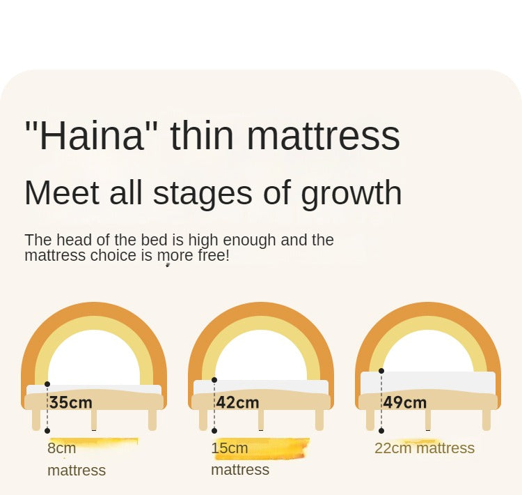 Beech Solid Wood Children's Rainbow Montessori Platform Bed.