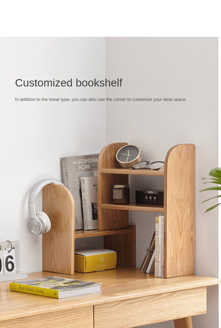 Oak, Rubberwood Solid Wood Small Bookcase Simple Study Telescopic Organizing Shelf Nordic<