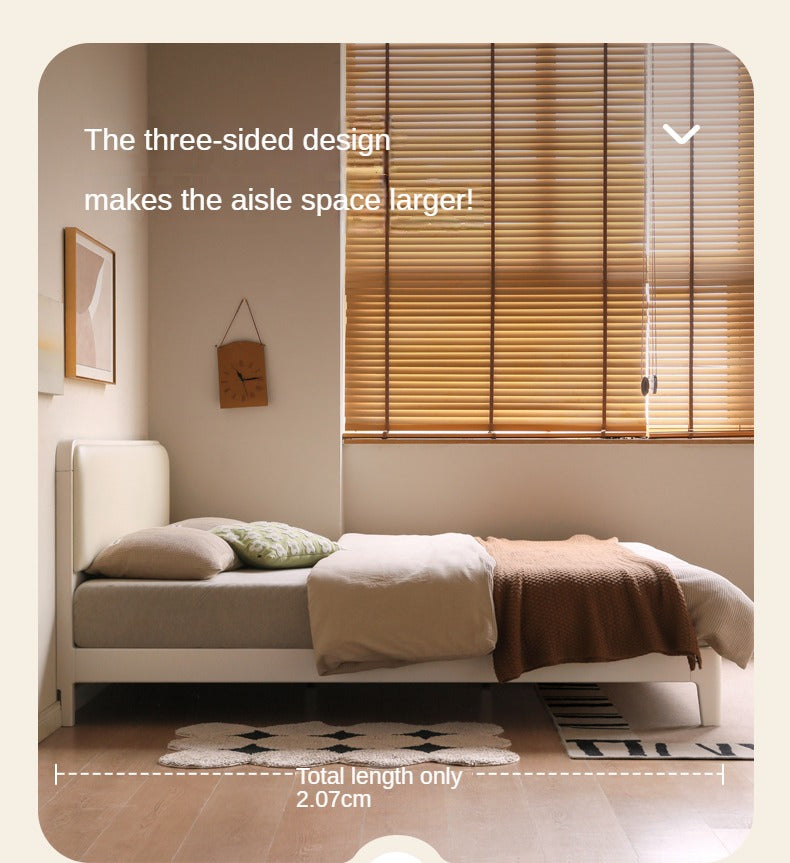 Rubber Wood Solid Wood Soft Bed Cream Style