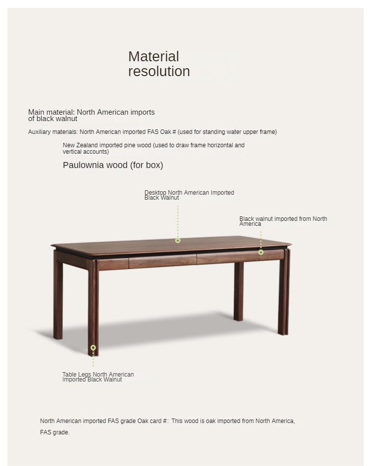 Black Walnut, Ash, Sandalwood Solid Wood Modern Large Office Table