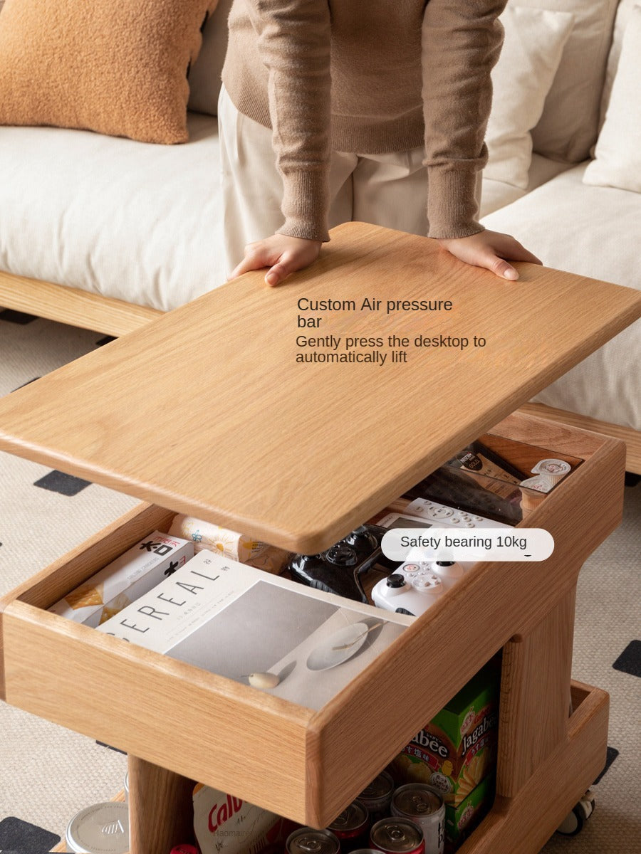 Oak, Cherry, Black Walnut, Ash Solid Wood Rotating Mobile Side Table