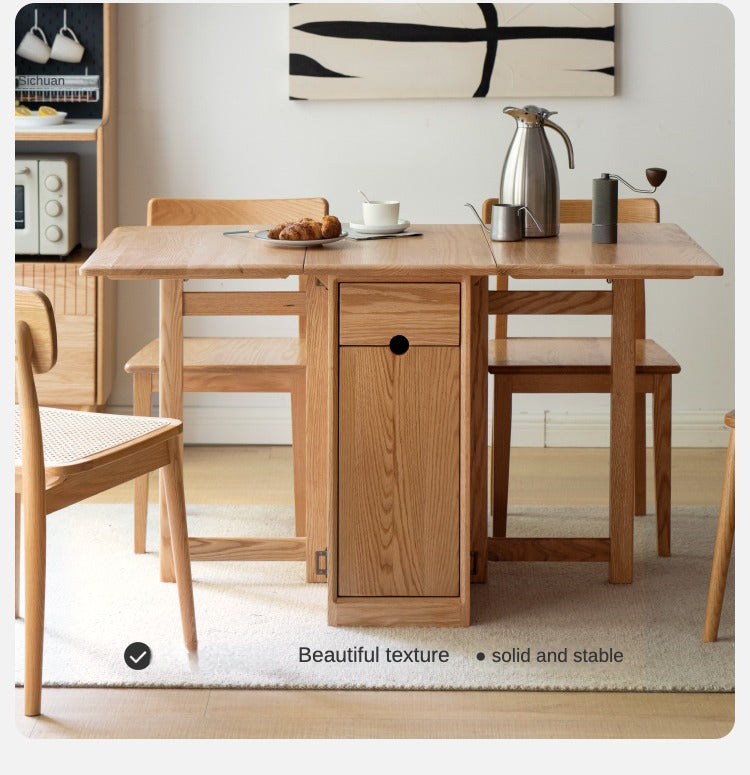 Ash, Oak Solid Wood Folding Dining Table