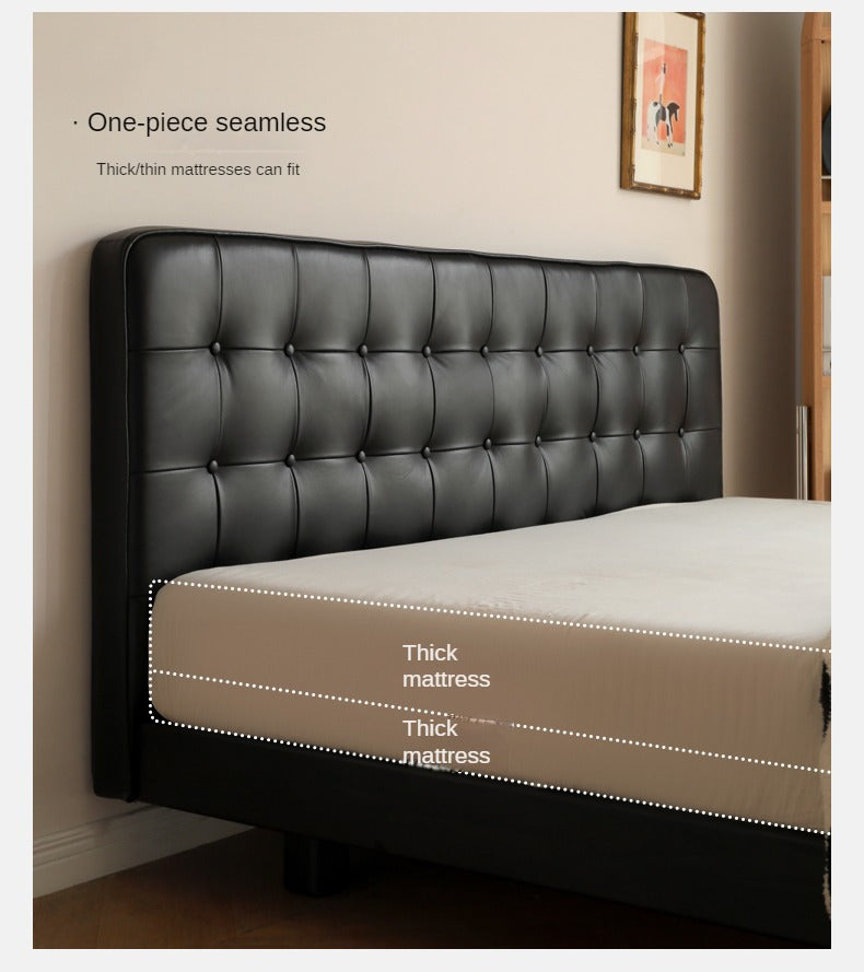 Black High-end Leather Suspension Bed