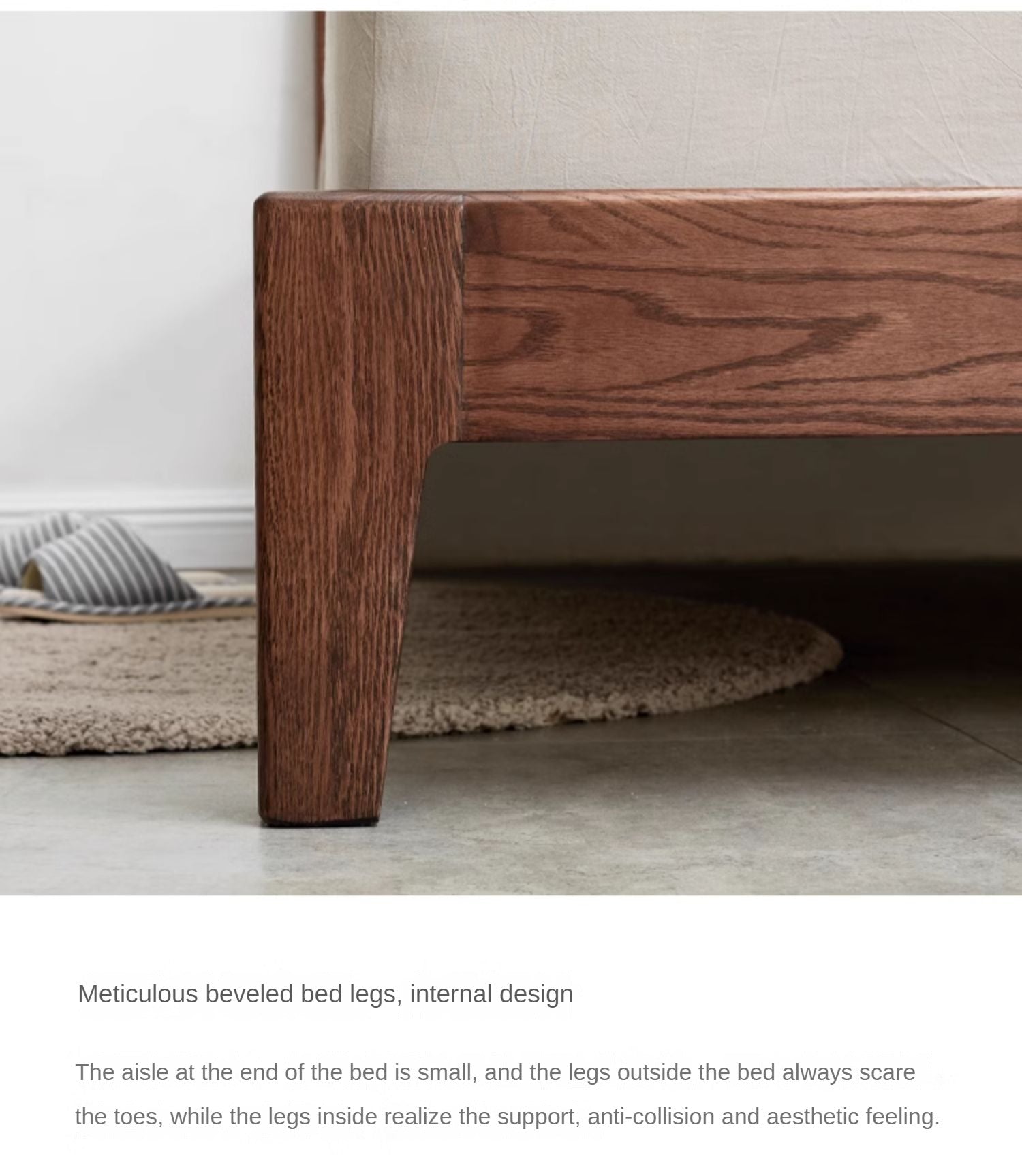 Oak solid wood bed modern simple Nordic bed