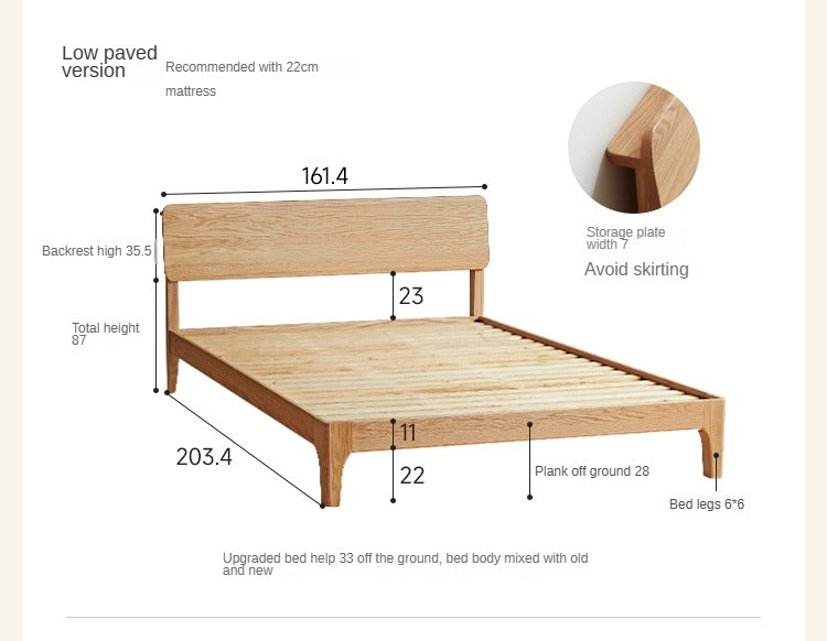 Oak Solid Wood,Rubber Wood Bed Modern Nordic