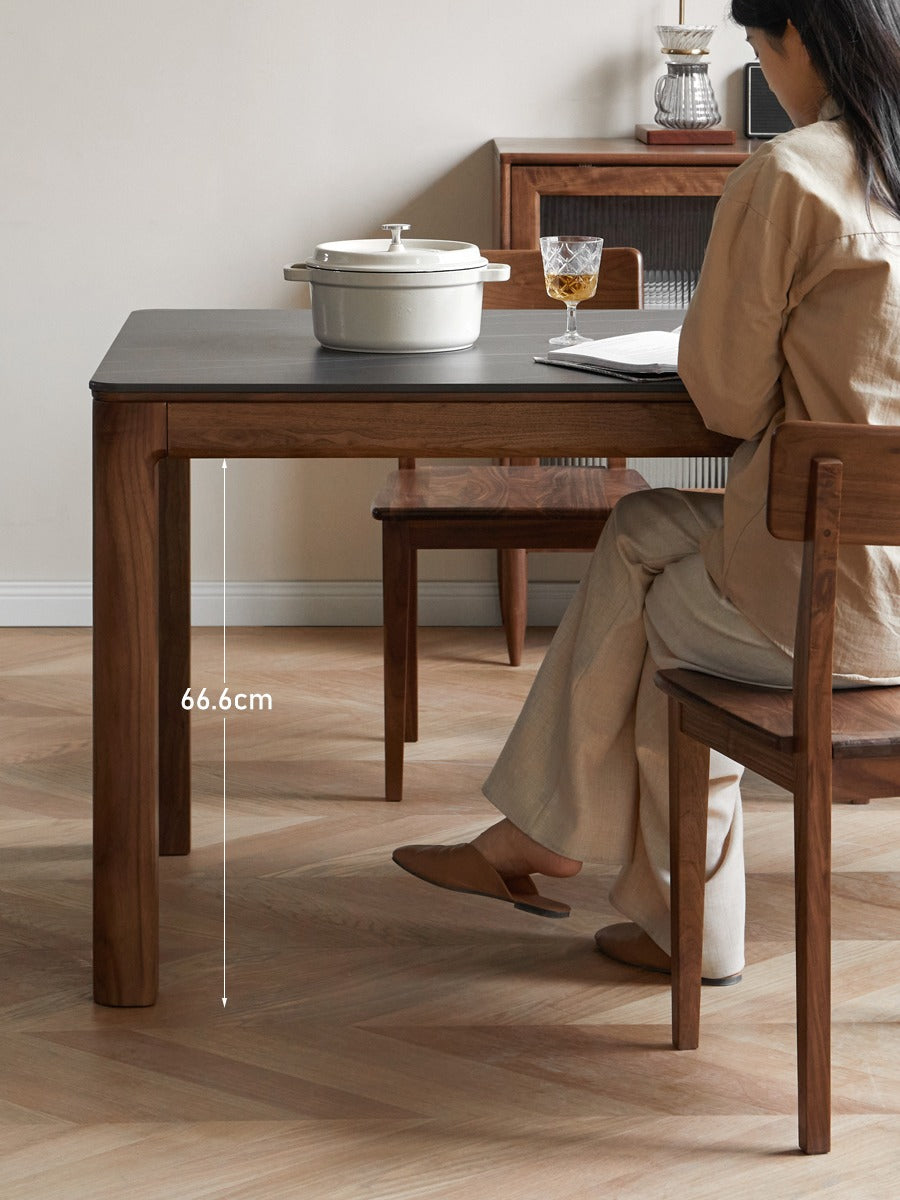 Black Walnut, Sandalwood Solid Wood Rock Slab Dining Table